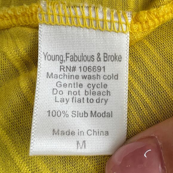Young Fabulous & Broke Yellow Tunic Top Snap Button Front 3/4 Sleeve Size Medium - Picture 8 of 9
